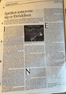 Jessica Haas Forsling : Språket som reste sig ur förödelsen. SvD 13 mars 2023